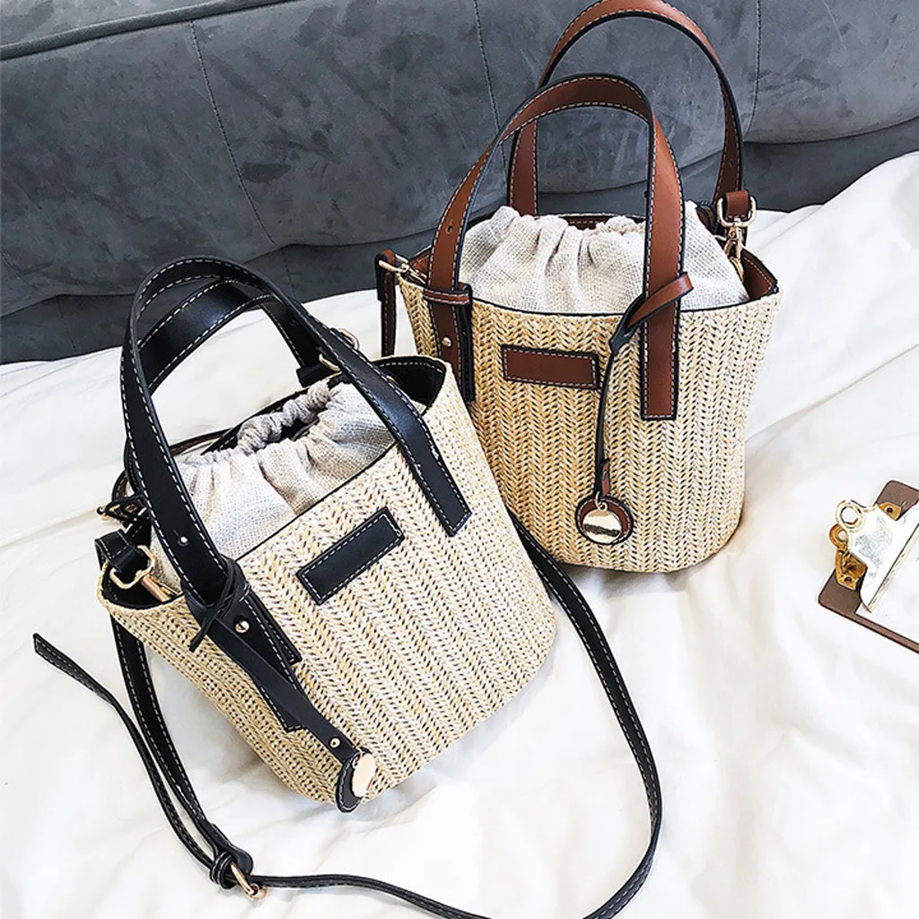 

Handbags string Woman bags Beach Straw Weaving Shoulder Bag Ladies Trendy Summer Bucket handbag versatile packages