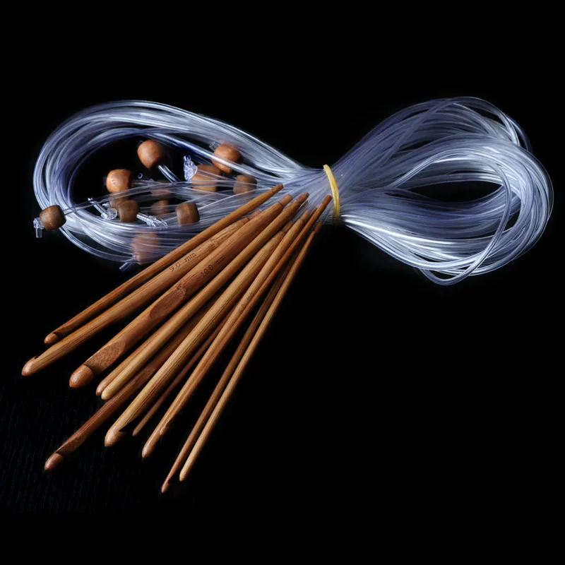 12 sizes of 120cm long transparent tube bamboo circular knitting needle cover knitting needles