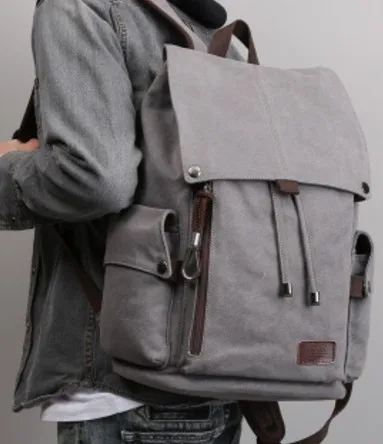 Мужской рюкзак, для отдыха, через плечо, для путешествий, Ретро стиль, холщовые рюкзаки, мужские сумки, для студентов, школьная сумка, можно положить компьютер - Цвет: Gray new