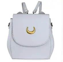Korean Women Backpack PU Leather Sailor Moon Backpack Multifunction Black White Luna Cat Ladies Backpack Girls