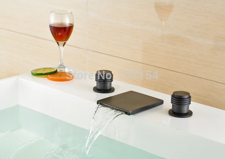 

Free Shipping! New Square Spout Oil Rubbed Bronze Basin Faucet Deck Mounted Sink Mixer 2 Handle