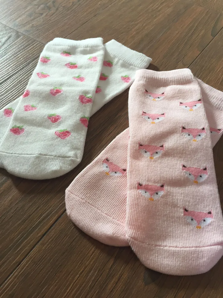 Детские носки, милые детские носки, хлопковый с принтом животного, детские носки, партия, забавная обувь с рисунком кота лисы для мальчиков и девочек, 1 партия = 2 пары