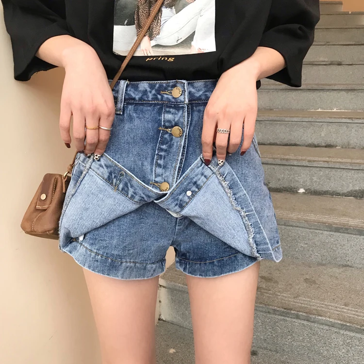 

2019 Skirts Lolita Skirt Saia Summer Women's New Korean Version Of The College Wind Wild Single-breasted High Waist Anti-light