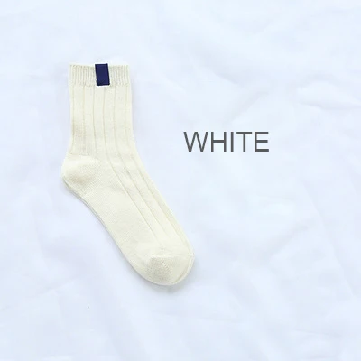 Женские носки в полоску; сезон осень-зима; японский стиль; Теплые Рождественские Зимние носки для женщин; забавные носки; Calcetines Meias - Цвет: WHITE