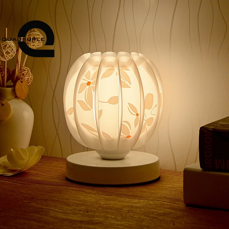 

Quadruple Creative Flowering Pumpkin Table Lamp Simple Modern Bedside Lamp Eye Protection E27 Bulb Night Light Desktop Decor