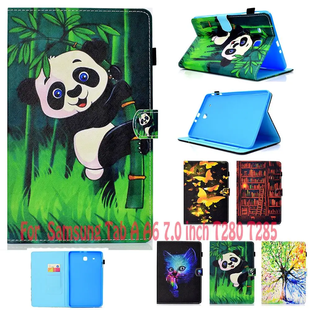 

Fashion Cartoon Pattern Tablet PC Case for Samsung Tab A A6 7.0 inch T280 T285 Smart Case Cover Stand Flip Shell coque para capa