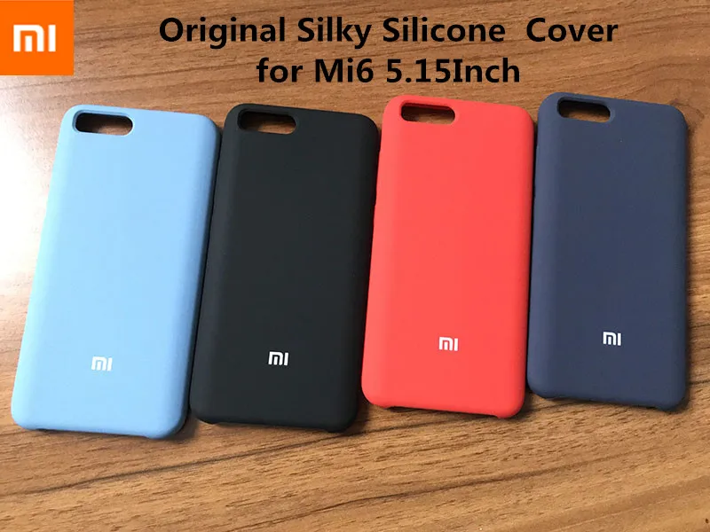 

100% Original new Xiaomi Mi 6 Silky Soft-Touch Finish Case Back Liquid Silicone Protective Cover with logo for MI6 Anti-fall