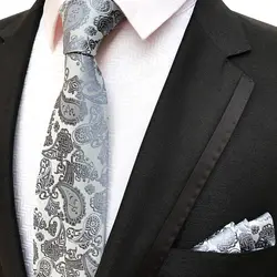 8 см Для Мужчин серый Пейсли комплект галстуков с карманом квадратный