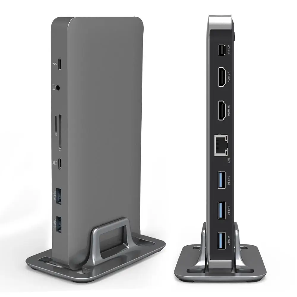 

Cacoy Universal Aluminum Docking Station for MacBook and Windows Computer(2HDMI,Mini DP,5USB3.0,SD/TF,Gigabit Ethernet,Audio,PD)