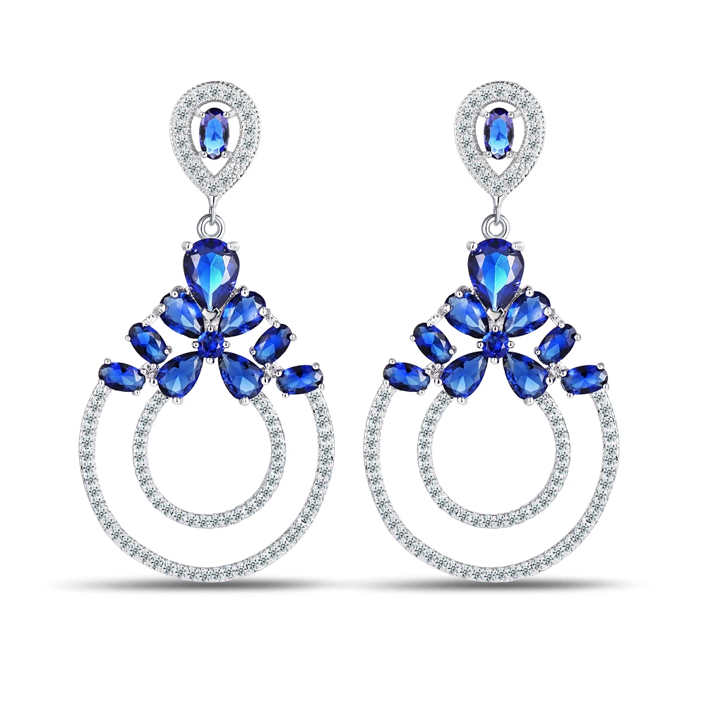 

Fashion Luxury Bride Big Earrings Cubic Zirconia White Gold color Weddings Long Earrings Jewelry bridesmaid Gift