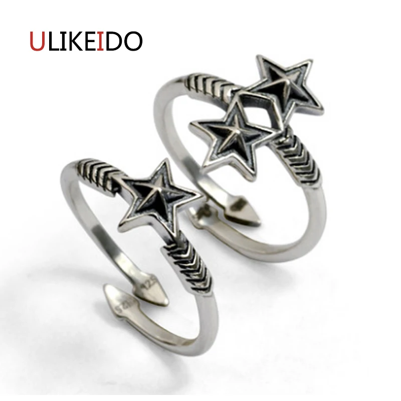 

100% Pure 925 Sterling Silver Jewelry Star Rings Opening Wide Version Men Signet Ring For Women Special Christmas Gift 1085
