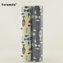Teramila綿生地縫製2ピースミックス50*160センチグレーとホワイト色魚デザインバンドル用ホームテキスタイル脂肪四半期クッション(China)
