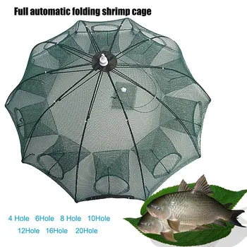 

Hand Throwing Fishing Net Holes Portable Folded Automatic Catch Fish Baits Trap For Fishes Shrimp Minnows Crab Cast Mesh Net