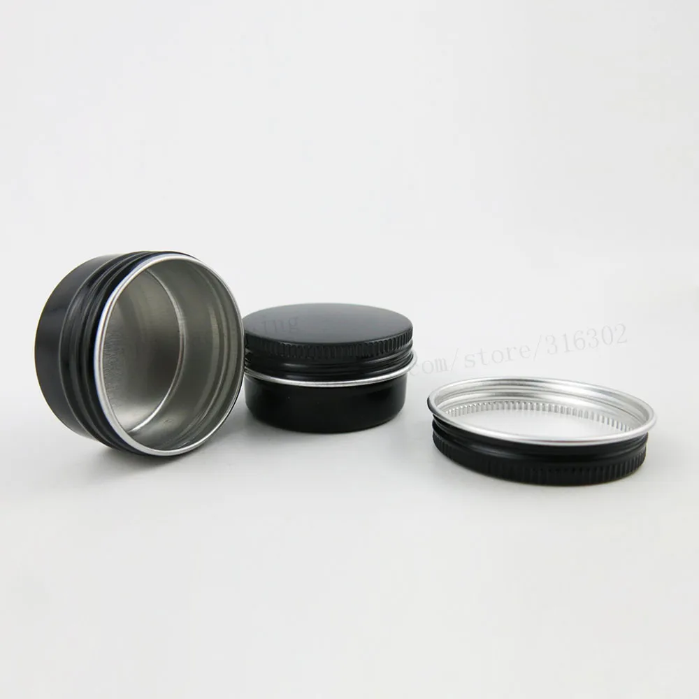 100x15 г 20 г пустая мини черная алюминиевая баночка для крема горшок для дизайна ногтей макияж блеск для губ пустые косметические металлические банки контейнеры
