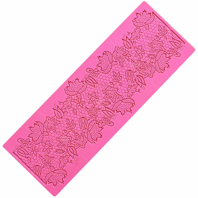 

Flower Silicone Cake Lace Mat Silicone Lace Mold Fondant Cake Decorating Tools Border Decoration Lace Mold Stencil Baking LS153