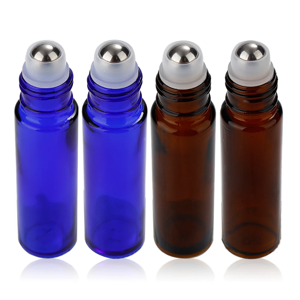 10 ml المحمولة البسيطة لفة على الزجاج إعادة الملء عطر زجاجة علب فارغة ل السائل زيت طبيعي العطر السفر زجاجة