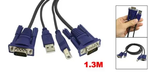 Коммутатор 1,3 м длинный 15-контактный VGA мужчинами USB A/B кабель