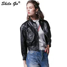 SHILO GO кожаная куртка женская осенняя модная куртка из натуральной овечьей кожи пальто с передним карманом бойфренд Свободное пальто на пуговицах