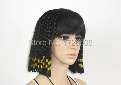 2016 Short Braid Black Cosplay Wigs Egypt Queen Cleopatra Wig With