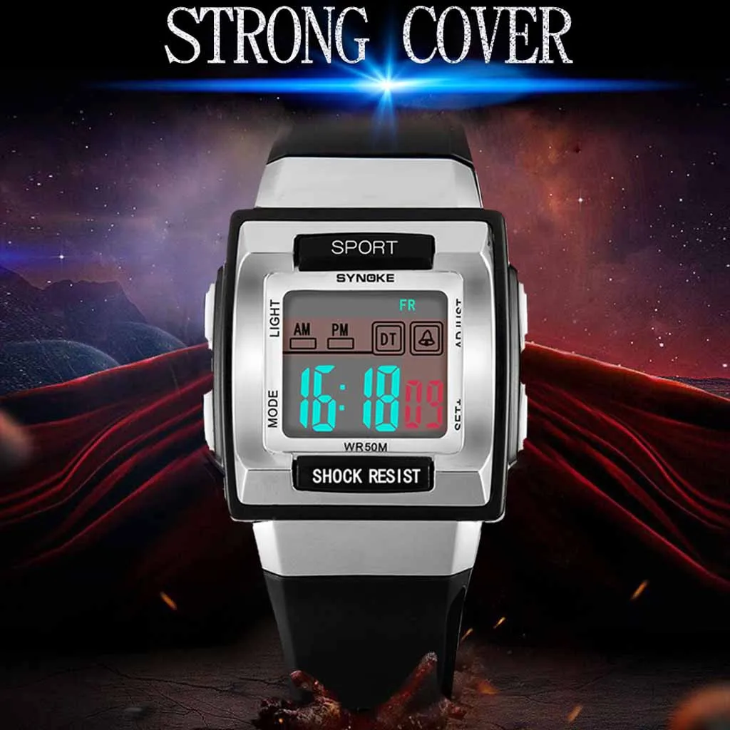 SYNOKE Luminous Alarm Waterproof Multifunctional Children Student Electronic Watch Digital Wristwatch Alarm Birthday Gifts 7.2
