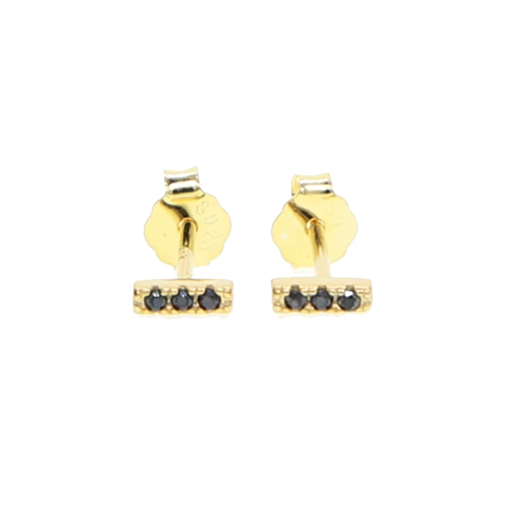 Настоящие 925 пробы серебряные черные CZ серьги-гвоздики для женщин Brincos Fine Jewelry тонкая крошечная линия серьга в стиле «минимализм»