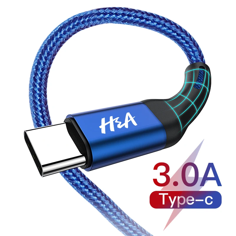 H & A USB نوع C كابل علامة هواوي P30 زميله 10 20 لايت USB C الهاتف المحمول كابل شحن سريع نوع C كابل ل USB نوع-C الأجهزة