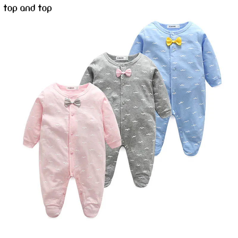 

Baby girls clothing long sleeve bowknot Rompers 2017 spring infant boys clothes