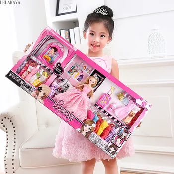 

Pretend Play Creative Girls Lovely Beauty Fashion Toys Set Princess Dressup Plastic Doll Kids Gift Decoration Cute Cosplay Toys