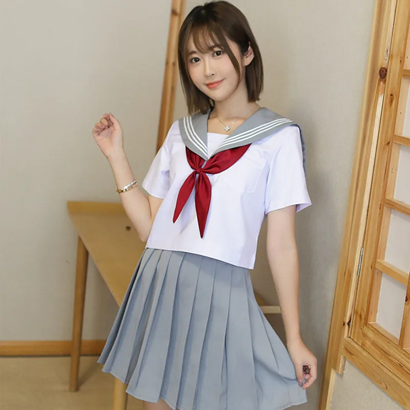 UPHYD японское аниме школьная форма серый JK моряк Униформа с длинным рукавом для девочек весна осень хор представление матросские Костюмы