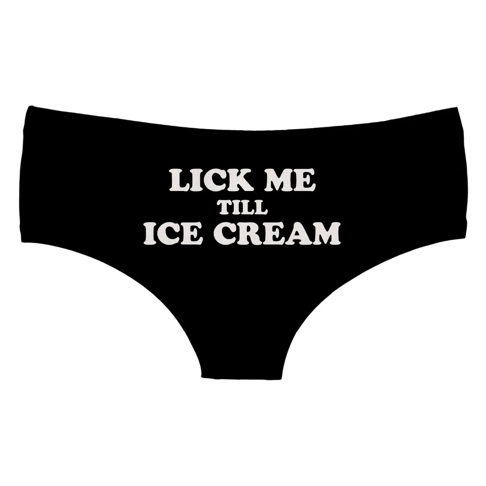 

LEIMOLIS ICE CREAM Letter black funny print sexy hot panties female kawaii Lovely underwear push up briefs women lingerie thongs