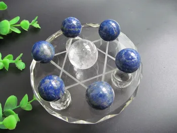 

Natural Lapis Lazuli Crystal Ball Seven Array Decoration Feng Shui ball Reiki Healing Wholesale + 8CM Stand