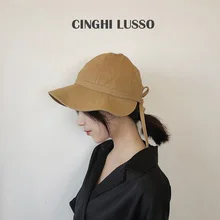 CINGHI LUSSO, Панамы, корейские шапки для рыбаков, одноцветные, для рыбалки, женские, Осенние, черные, китайские, для пеших прогулок, охоты, с широкими полями, шапка