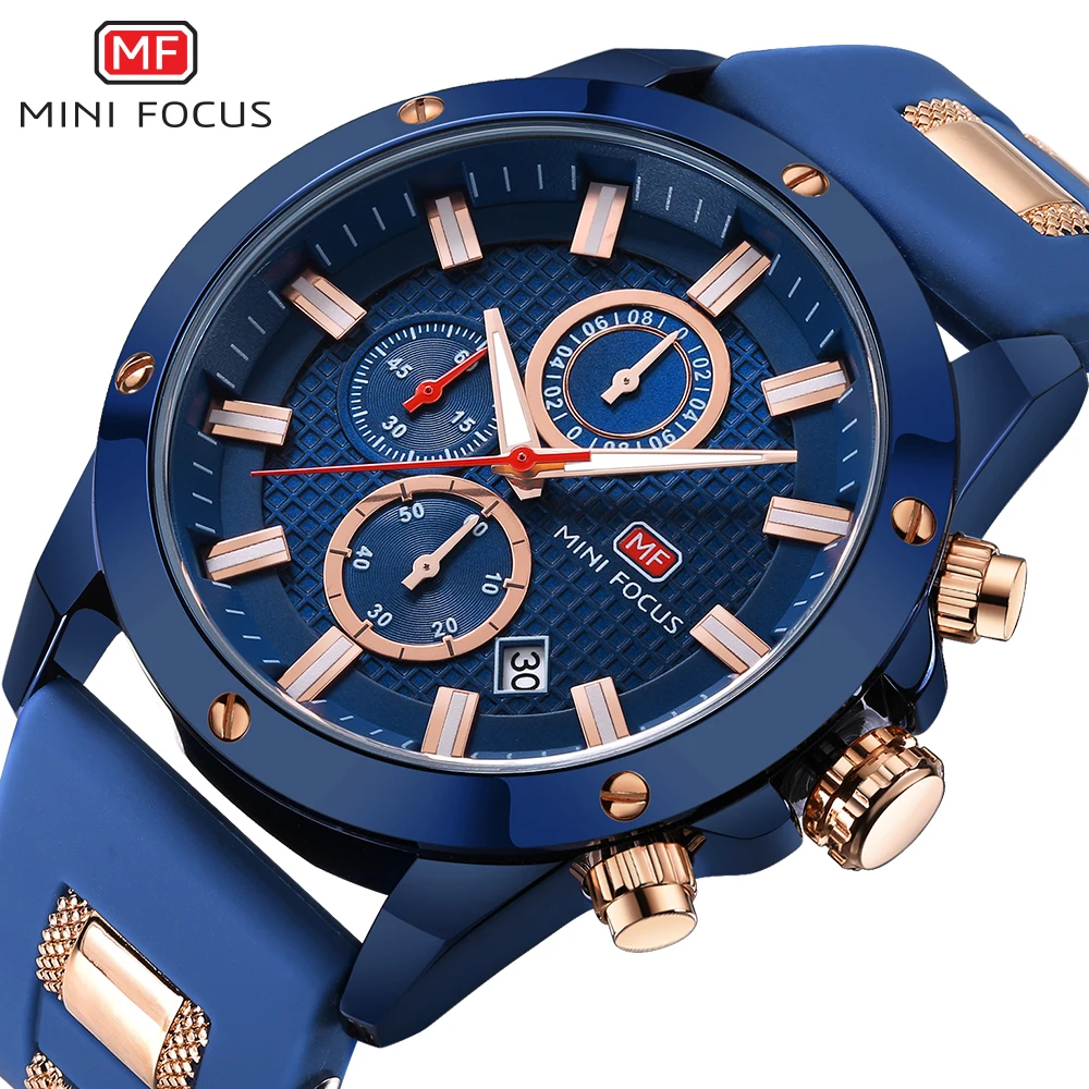 

MINIFOCUS Top Brand Luxury Men's Quartz Chronograph Watches Male Date Clock Waterproof Silicone Military Sports Men Wrist Watch