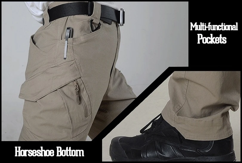 Для мужчин хлопок город Тактический Cargo Pants Для мужчин армейские SWAT Военный брюки много карманов стрейч Гибкий Человек повседневные штаны