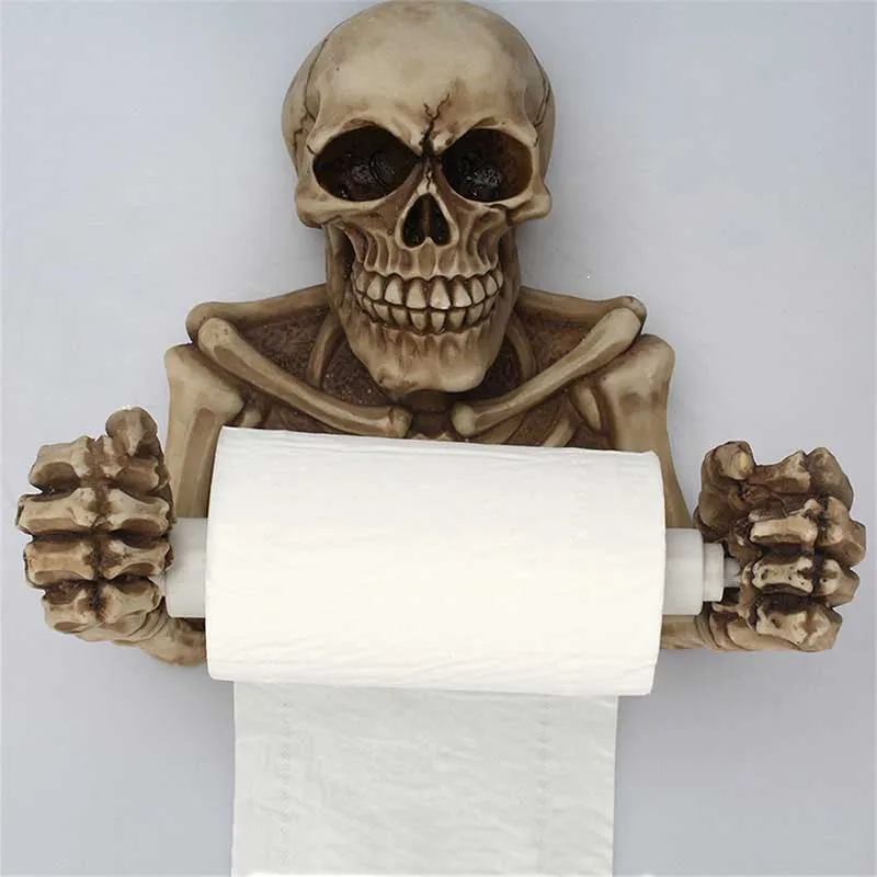 

Toilet Paper Holder Creative Skull Tissue Box Holder Wall Mount Sanitary Roll Paper Storage Bathroom Organizer Toilet Paper Rack