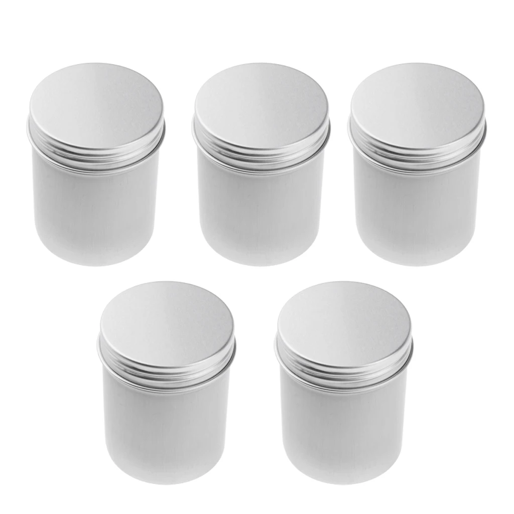 

5pcs/set 80ml Round Metal Aluminum Tins Jar Pot Empty Container For Storing Wax Candles,Creams,Crafts,Spices,Candy, Arts & More
