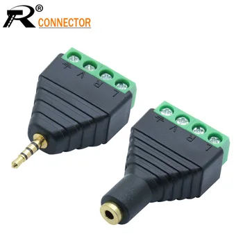 

10sets Male&Female Video AV Balun 2.5mm 4 Pole Stereo Male to AV Screw Terminal Stereo Jack 2.5mm female 4 pin Terminal Block