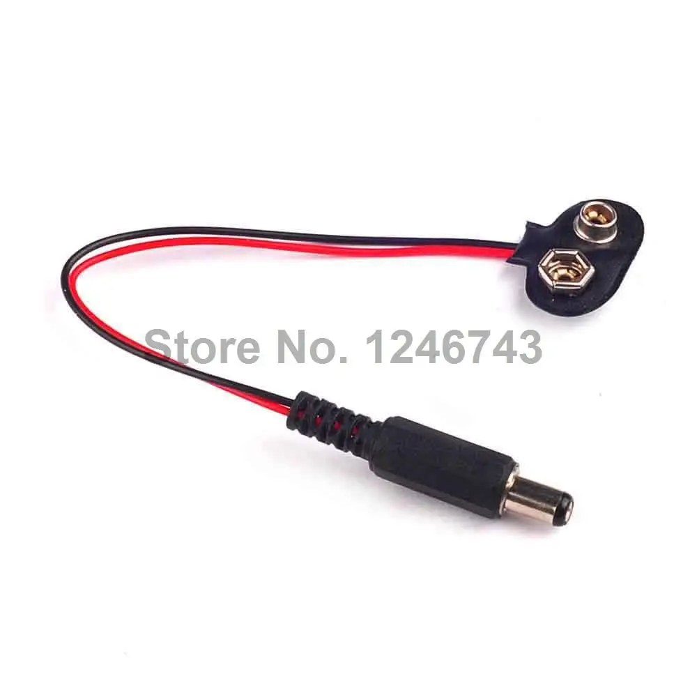 1PCS 10CM DC 9V 5.5*2.1mm Battery Button Power Plug T Shape