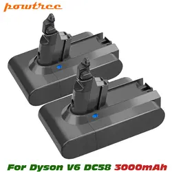 Powtree 3000 мА/ч, 21,6 V 3.0Ah Li-Ion Батарея для Dyson V6 DC58 DC59 DC61 DC62 DC74 SV09 SV07 SV03 965874-02 пылесос Батарея