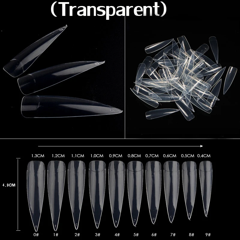 TKGOES 100 шт./упак. Stilettos Острый дизайн ногтей Акриловые накладные ногти наконечник белый/прозрачный/натуральный выбор на полногтя накладной ногти художественные советы