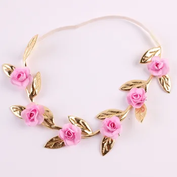 

240pcs/lot 2016 New Baby Girl Leaves Rose Flower Thin Headband