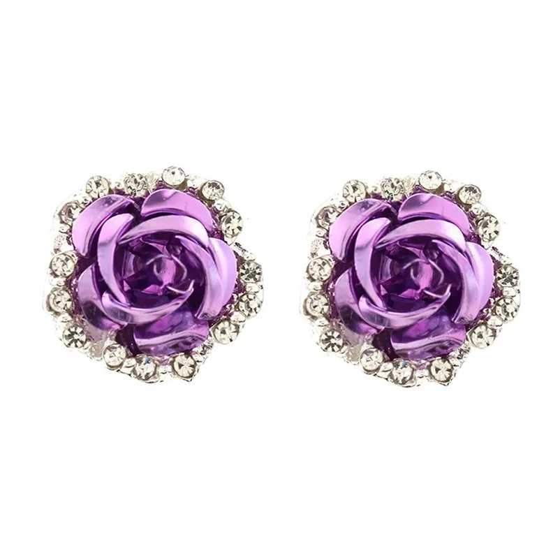 2018 Trendy stud earrings for women Girls Elegant Cute Women Lady Girls Black White Rose Flower Stud Earrings Brincos J04#N (1)