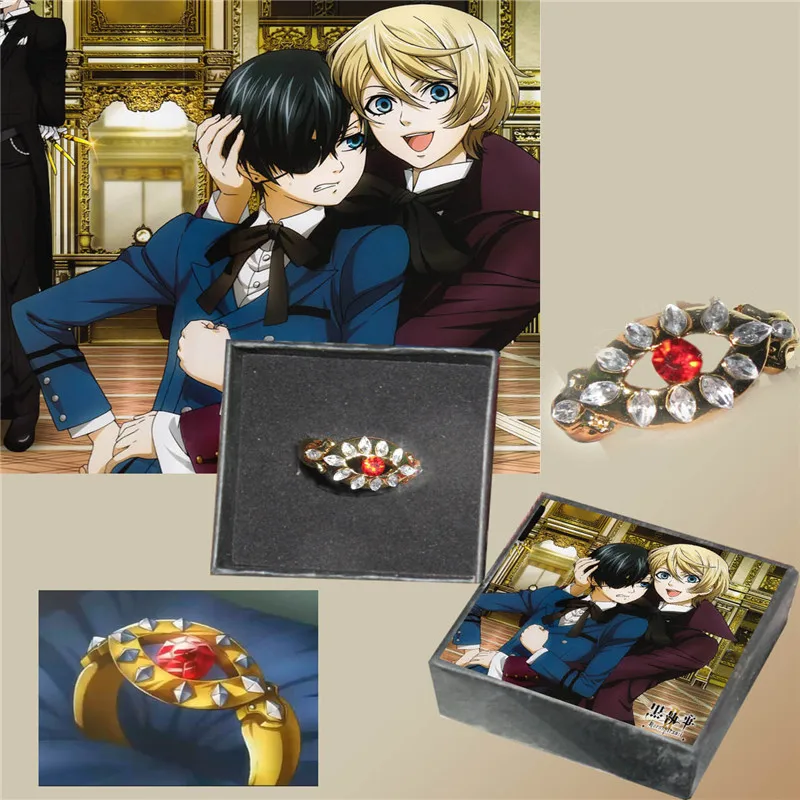 1 шт. Золотое кольцо для косплея чёрного Батлера Kuroshitsuji Alois Trancy новинка в коробке