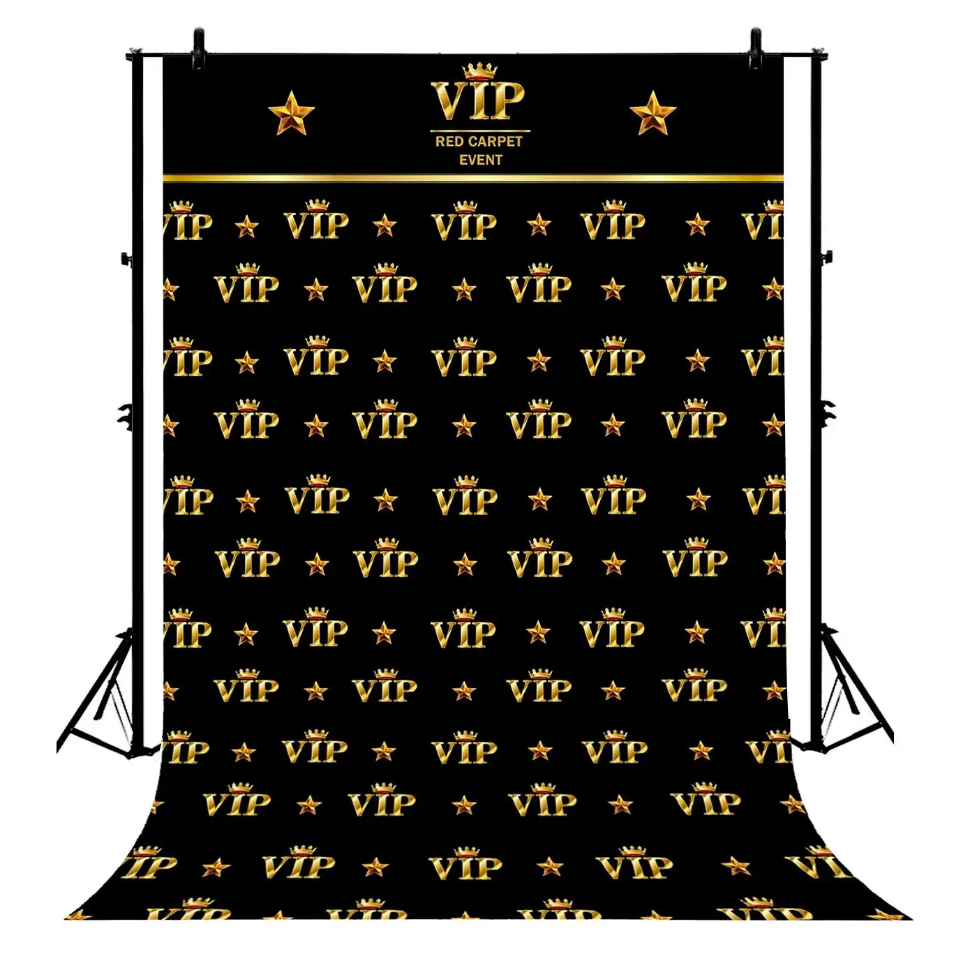 

5x7ft Royal Crown Black Hollywood Vip Banner Party Birthday Polyester Photo Background Portrait Backdrop