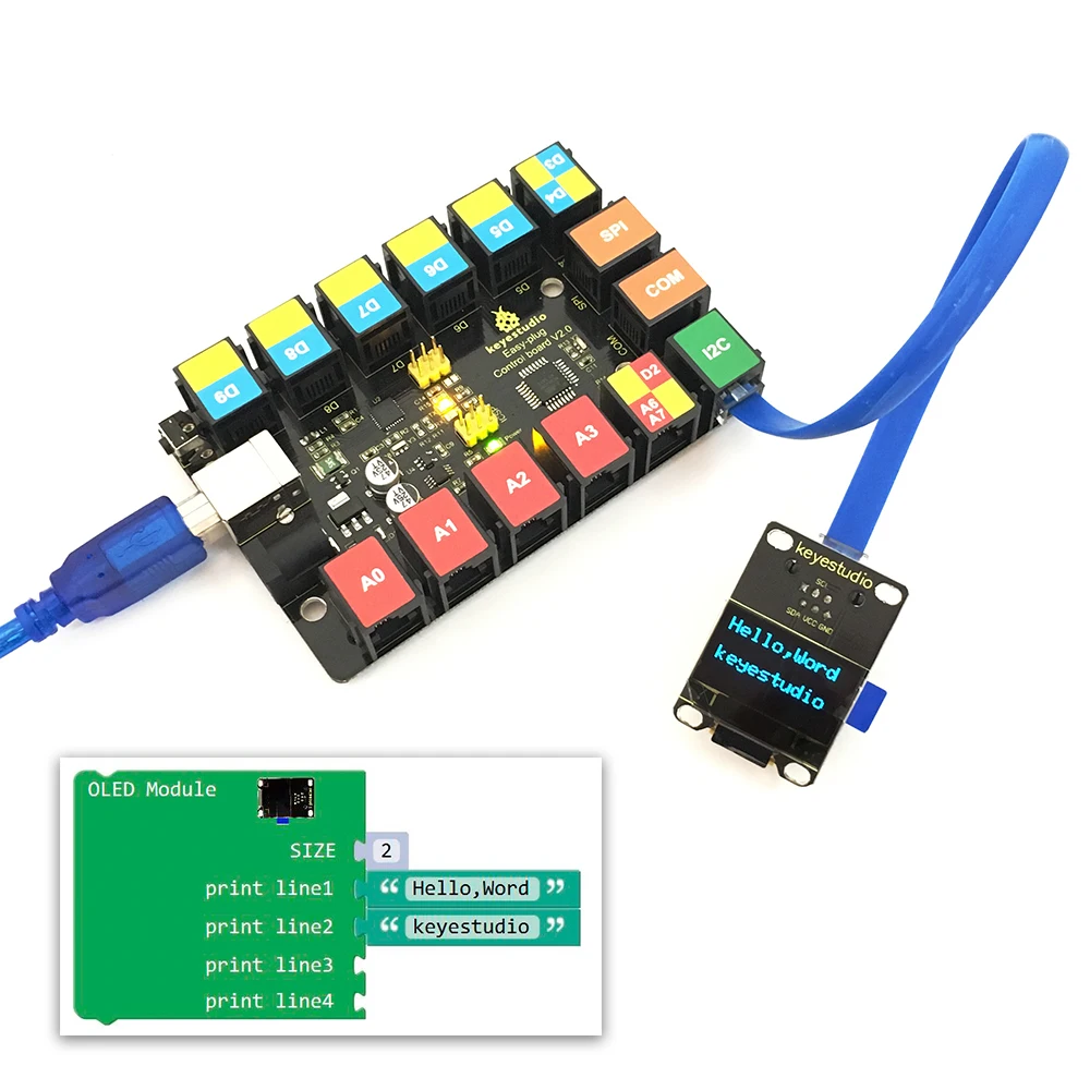 Новинка! Keyestudio RJ11 EASY plug 128x64 OLED модуль для Arduino пара