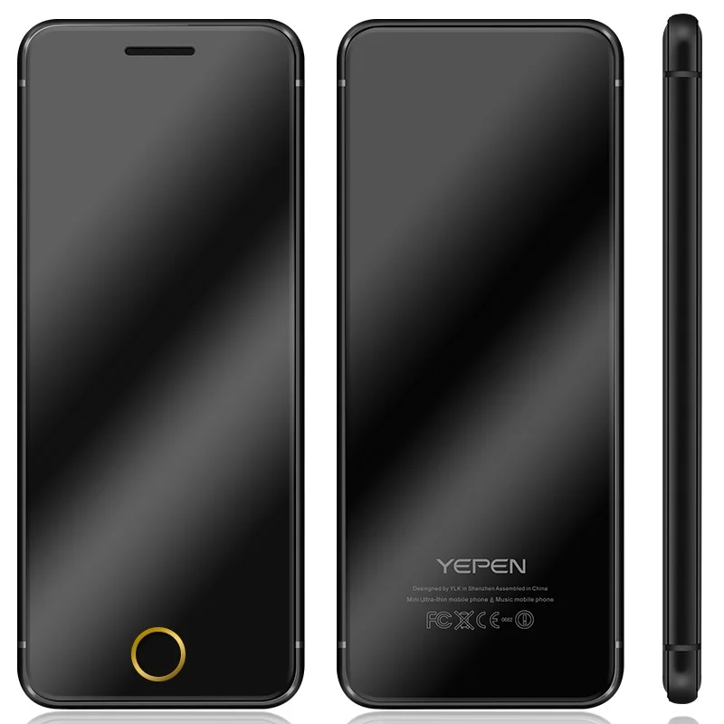 YEPEN N2 Роскошный металлический корпус ультратонкий мини-карта Мобильный телефон Bluetooth Dialer наушники сотовый телефон двойное зеркало сенсорная клавиатура - Цвет: black