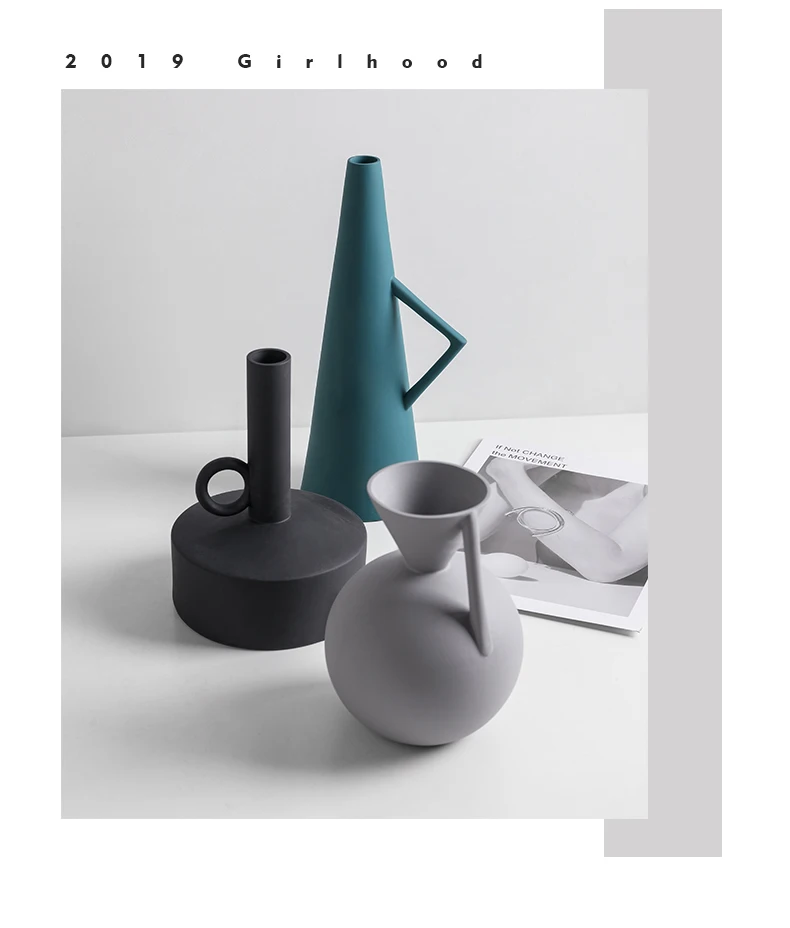 Скандинавские минималистичные керамические вазы, орнамент, домашний фарфор, статуэтки цветов, геометрическое искусство, скандинавские аксессуары для украшения дома, ваза