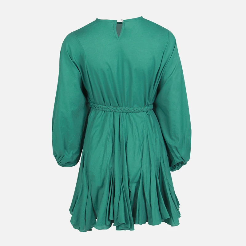 TWOTWINSTYLE весеннее однотонное лоскутное женское платье с круглым вырезом и пышными рукавами бандажные плиссированные платья женские повседневные винтажные модные