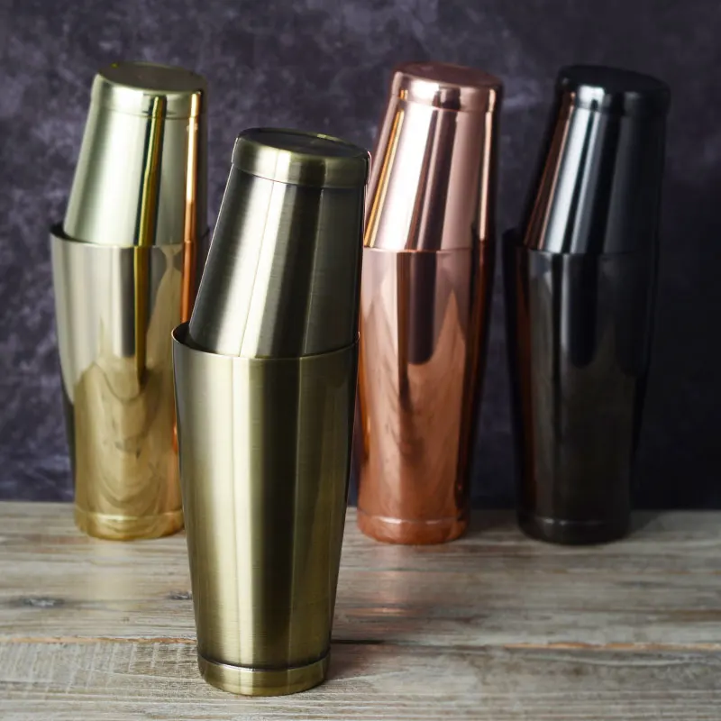 Gold/silver/black stainless steel black boston shaker stainless steel