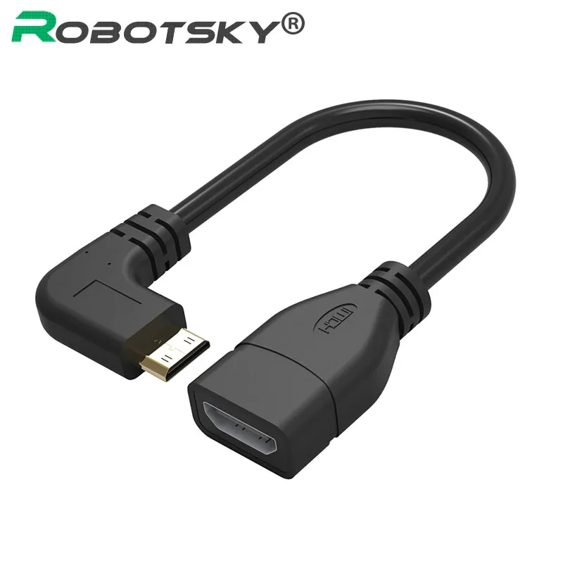 90 градусов Mini HDMI Прямоугольный штекер гнездо кабель позолоченный для HDTV 1080p PS3 Evo